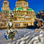 The Patriarchal Cathedral of St. Alexander Nevski in Sofia is cross-domed basilica in the Neo-Byzantine style designed by Russian architect Alexander Pomerantsev lem_171129D-077-AP