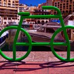 Sculptured cycle in Valletta, Malta. This green sculpture is on the harbourside.